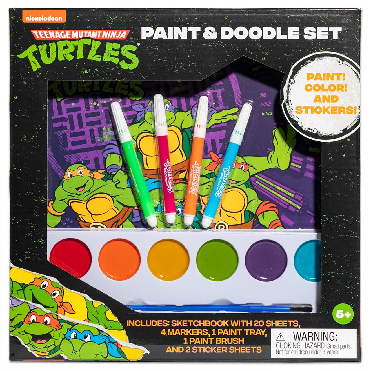 Inkology: Paint & Doodle - Teenage Mutant Ninja Turtles - TMNT Art Activity & Coloring Set, Sketchbook, Stickers, Markers, Paint Tray, Brush, Kids 5+